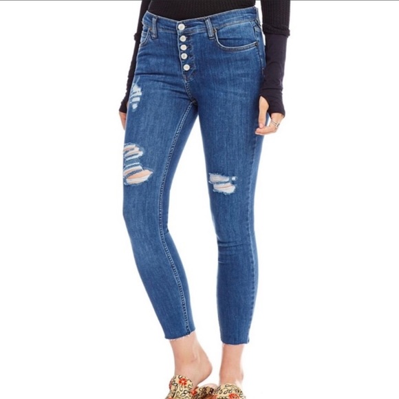 Free People Denim - Free People Reagan Button Fly Skinny Jeans 27 Blue